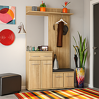 Сучасний модульний вузький передпокій 120 см з сидінням дзеркалом тумбою для взуття в коридор Тріо Мебель Сервіс