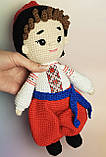 Сувенірна лялька амігурумі Козак у червоних шароварах. інтер'єрна лялька, фото 4