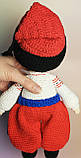 Сувенірна лялька амігурумі Козак у червоних шароварах. інтер'єрна лялька, фото 6