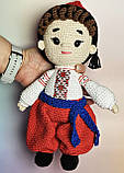 Сувенірна лялька амігурумі Козак у червоних шароварах. інтер'єрна лялька, фото 9