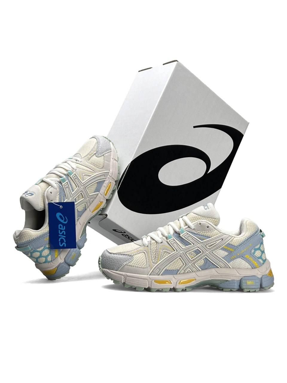 Жіночі кросівки Asics Gel Kahana 8 S Beige Blue Yellow Асікс Гель Кахана 8 бежеві шкіра текстиль демісезонні