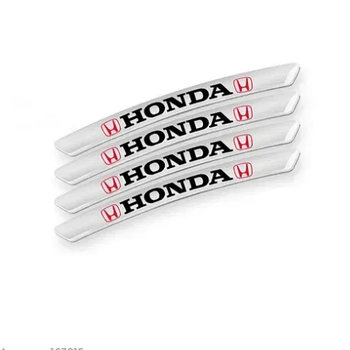 Металеві наклейки на диск авто з логотипом Honda, сірі