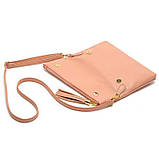 Сумка клатч жіноча шкіряна з пензликом і косою блискавкою (чорна), фото 2