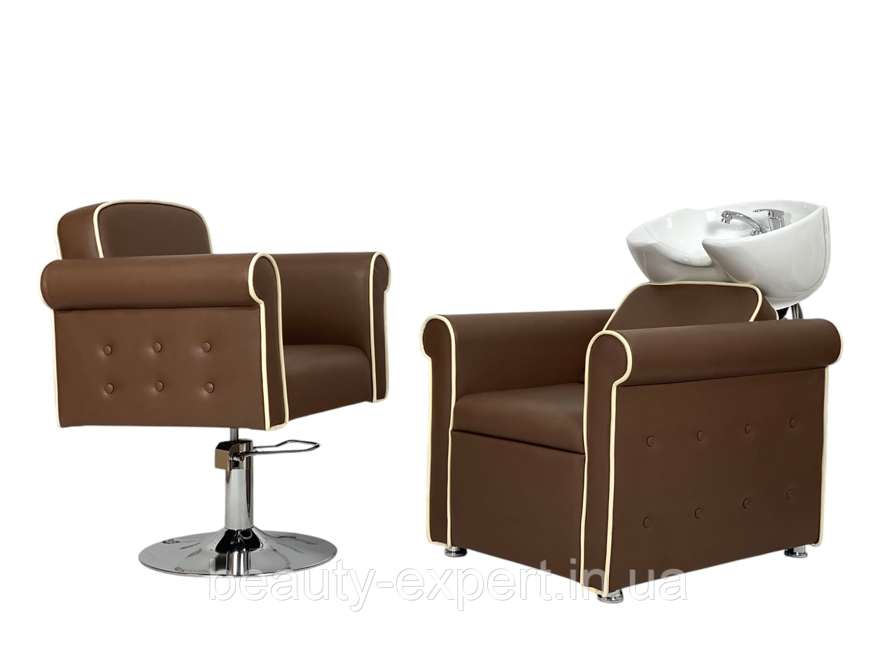 Меблевий комплект 2в1 Perfetto для перукарської зони обслуговування (крісло-мийка та перукарське крісло), фото 1
