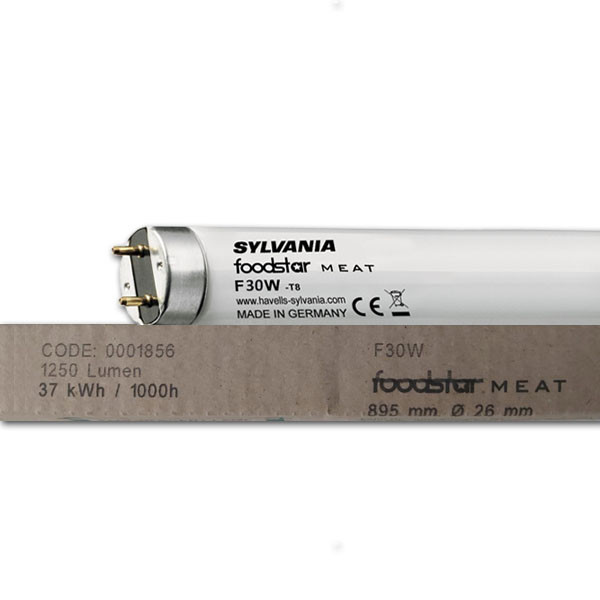Лампа люмінесцентна Sylvania F 30W/176 Foodstar Meat T8 G13 900мм (для прилавків)