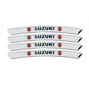 Металеві наклейки на диск авто з логотипом Suzuki, сірі