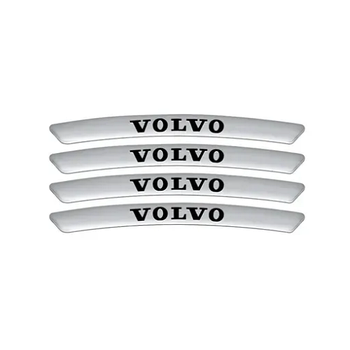 Металеві наклейки на диск авто з логотипом Volvo, сірі