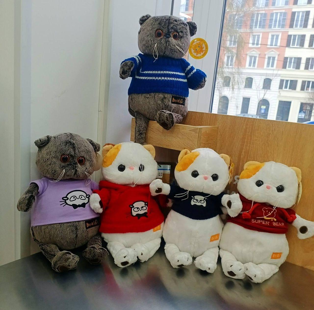 М'яка іграшка кіт Басік у модному светрі 35 см, фото 1