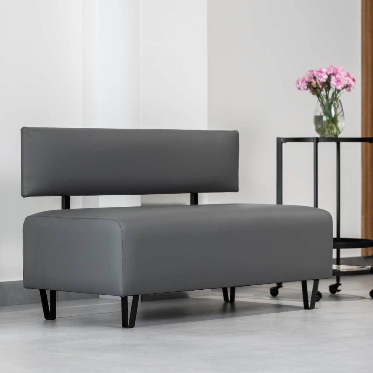 Диван ЛОФТ для зони очікування - офісний диван для салону, кафе, школи, будинку, екокожа/велюр 120*55 см., фото 1