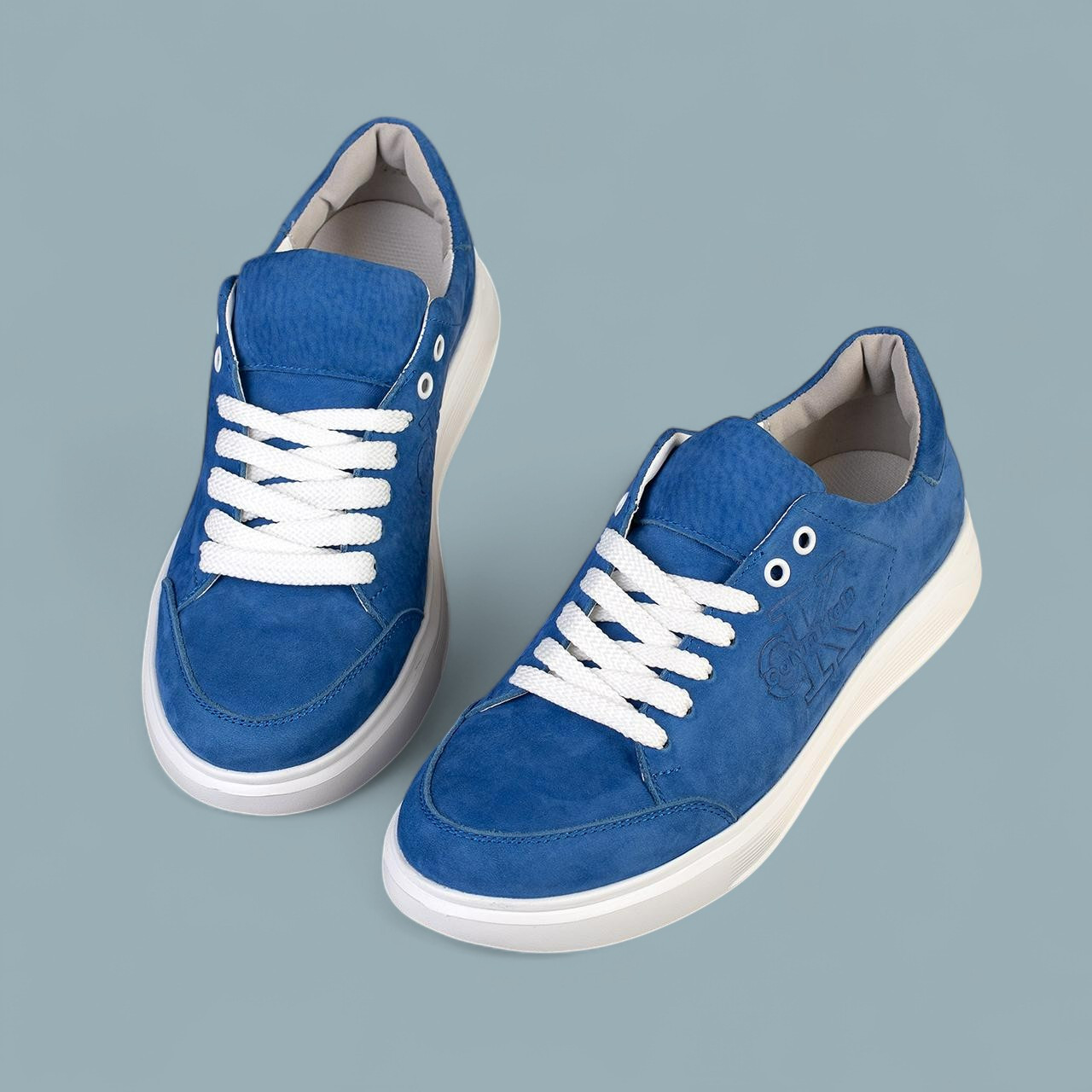 Чоловічі шкіряні кеди (натуральна замша) сині демісезонні, кеди для чоловіків на весну осінь, розмір 40-45, фото 1