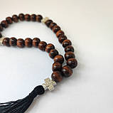 Дерев'яні чотки на 30 зерен з чорними бусинками, фото 3