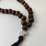 Дерев'яні чотки на 30 зерен з чорними бусинками, фото 4