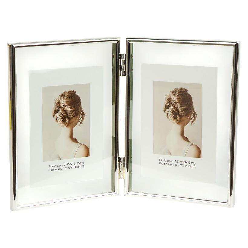 Рамка для фото металева на 2 фото 13×18 см «Срібло» фоторамка