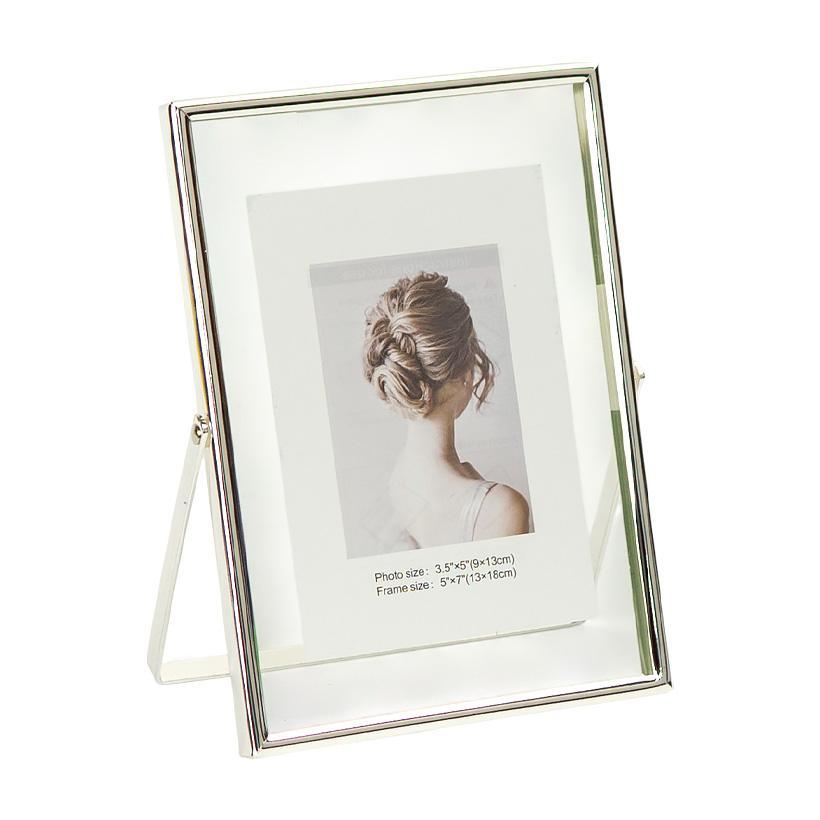 Рамка для фото металева 13×18 см «Срібло» фоторамка з підставкою