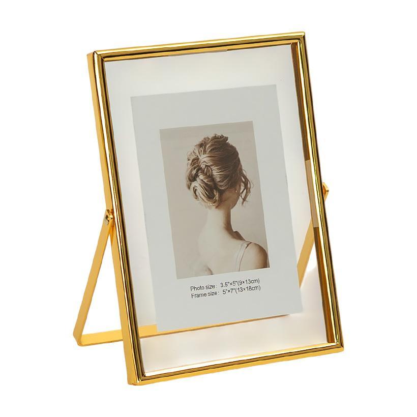 Рамка для фото металева 13×18 см «Золото» фоторамка з підставкою