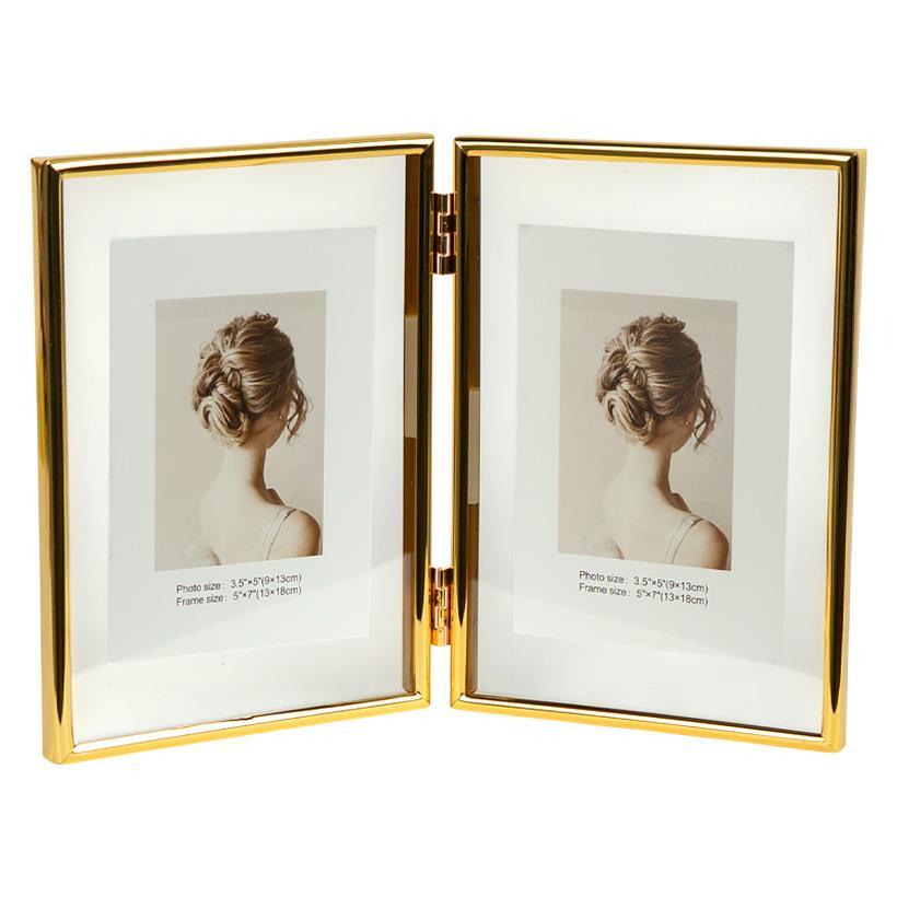 Рамка для фото металева на 2 фото 13×18 см «Золото» фоторамка