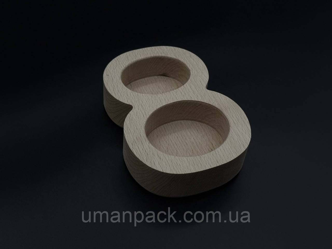 Дерев'яна форма для заливання свічки, кашпо. "Вісімка" 16х11.5x4см, фото 1