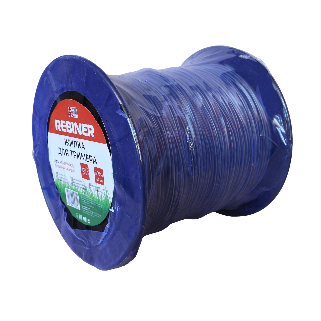 Жилка для мотокоси 3.0 мм 300 м армована квадрат бухта Rebiner RTL-3.0(300AK), фото 1
