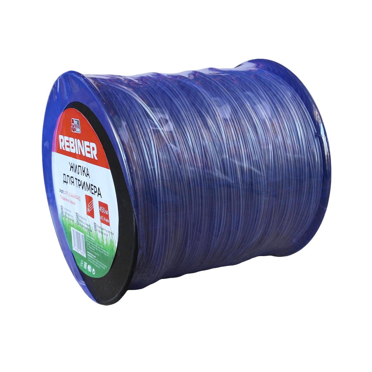 Жилка для мотокоси 2.4 мм 450 м армована зірка бухта Rebiner RTL-2.4(450AZ), фото 1