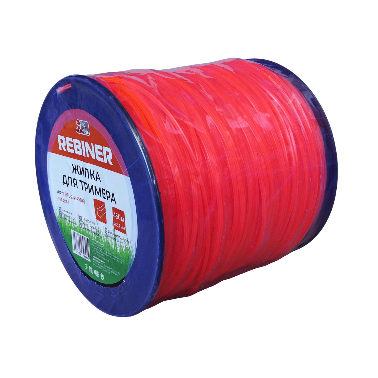 Жилка для мотокоси 2.4 мм 450 м квадрат бухта Rebiner RTL-2.4(450K), фото 1