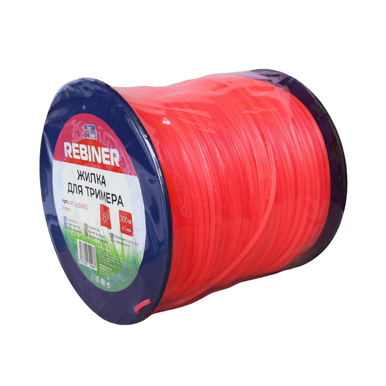 Жилка для мотокоси 3.0 мм 300 м зірка бухта Rebiner RTL-3.0(300Z), фото 1