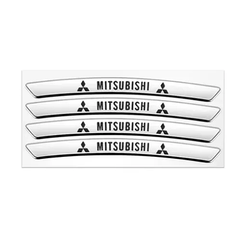 Металеві наклейки на диск авто з логотипом Mitsubishi, сірі