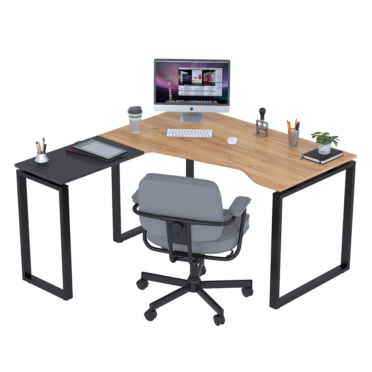 Стіл кутовий NDU-135 Дуб Крафт золотой - Антрацит, фото 1