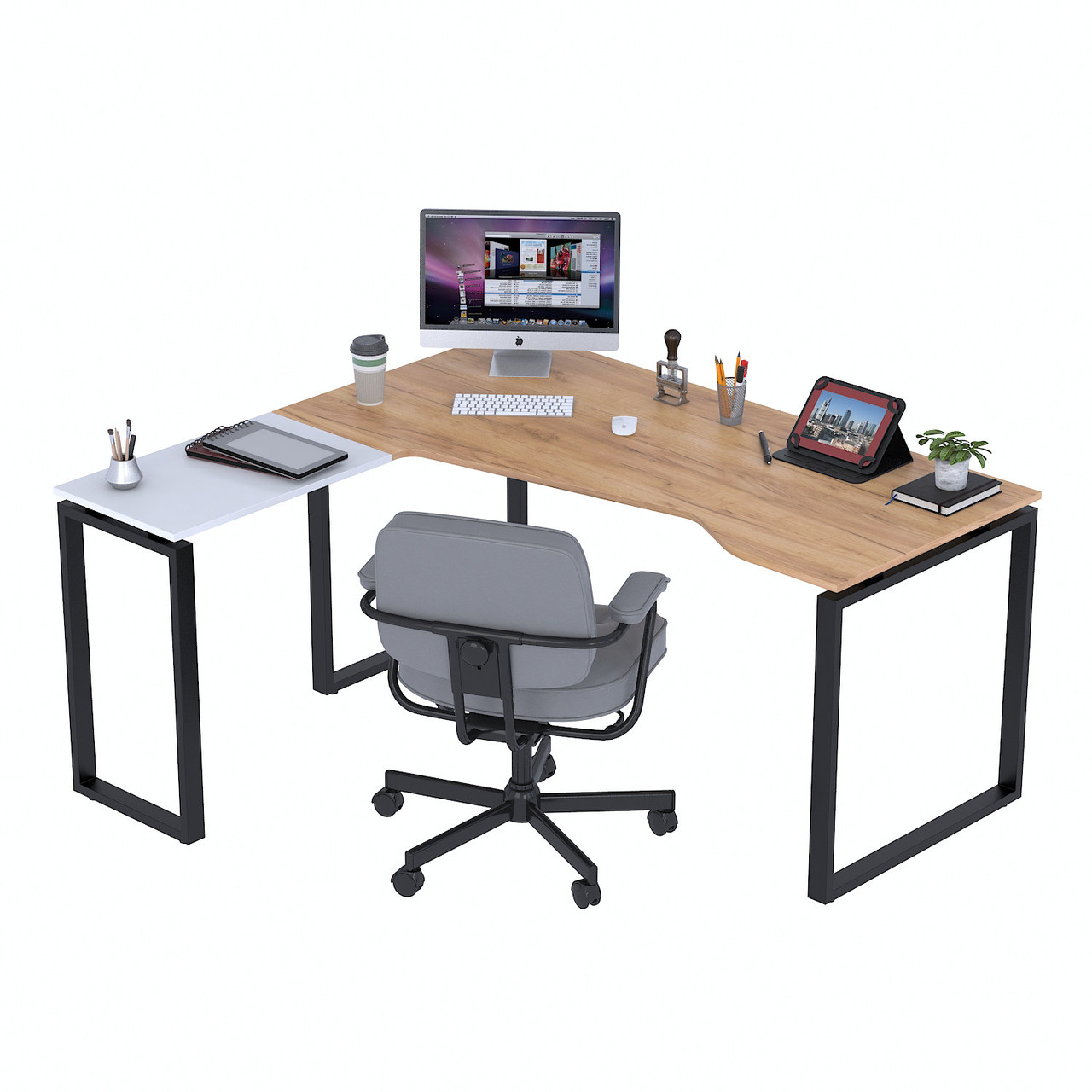 Стіл кутовий NDU-160 Дуб Крафт золотой - Белый, фото 1