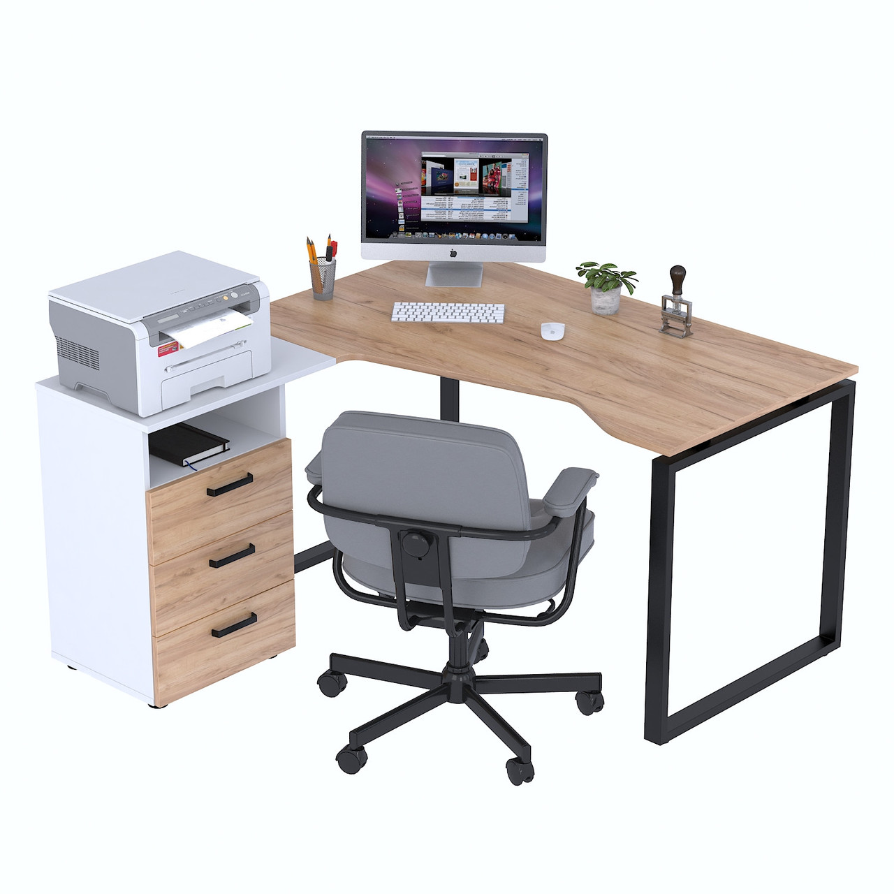 Стіл кутовий NDTU-3S-135 Дуб Крафт золотой - Белый, фото 1