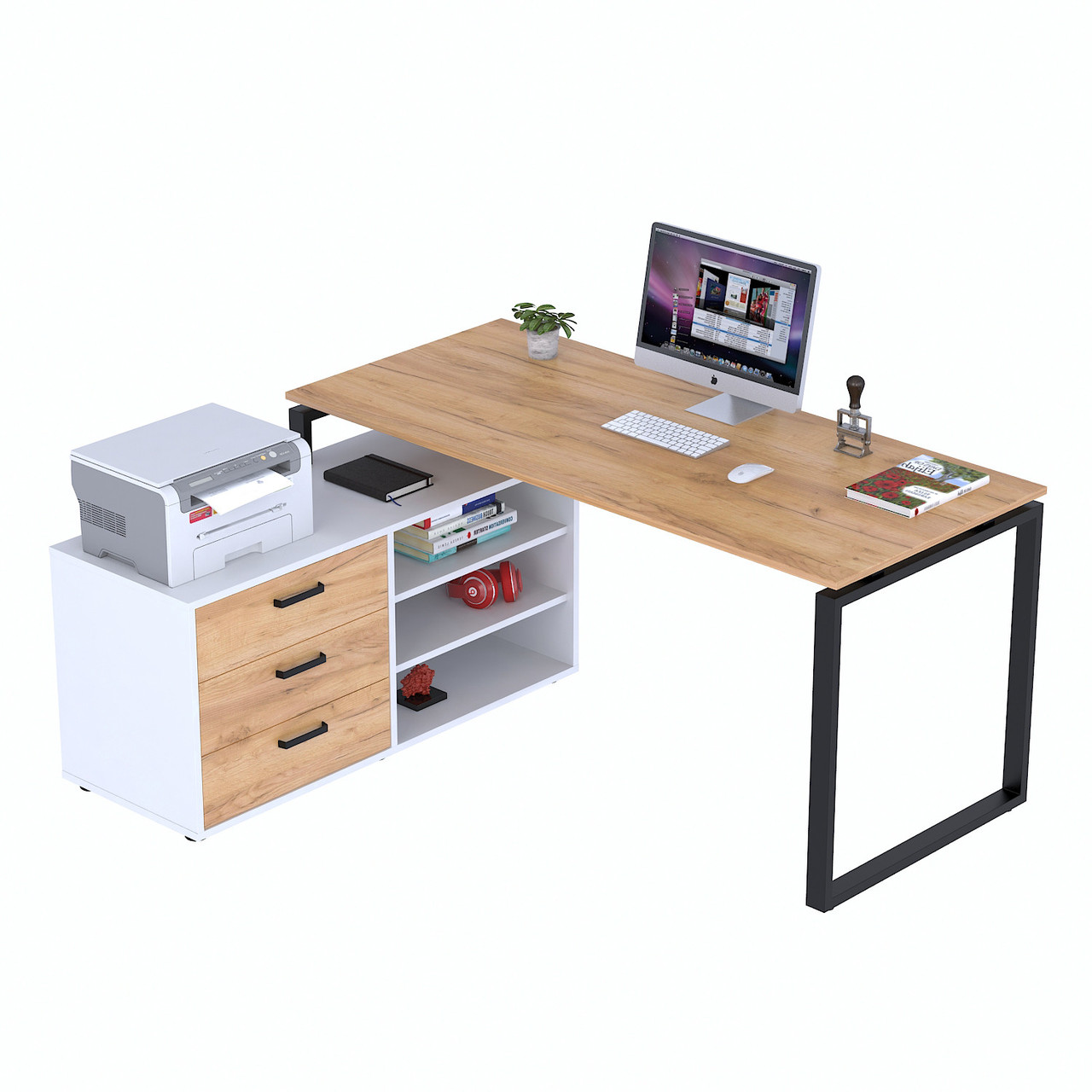 Стіл кутовий NDT-3S-160 Дуб Крафт золотой - Белый, фото 1