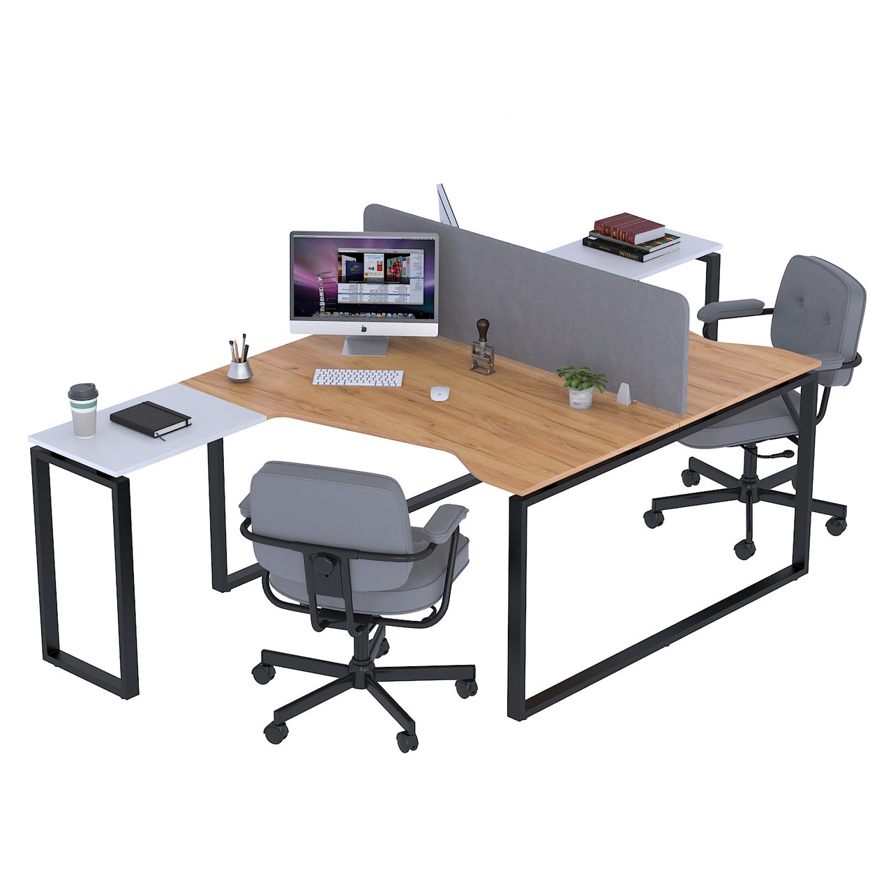 Стіл подвійний кутовий ND2U-135 Дуб Крафт золотой - Белый, фото 1