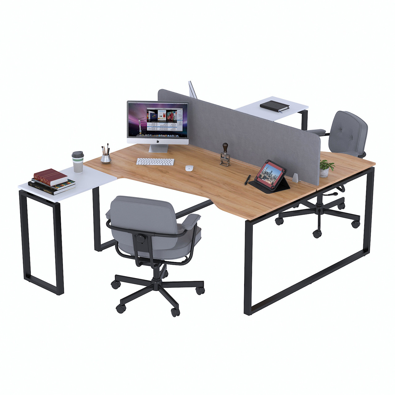 Стіл подвійний кутовий ND2U-160 Дуб Крафт золотой - Белый, фото 1