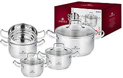 Набір каструль 9 предметів із неіржавкої сталі Gerlach Simple (5901035499782)