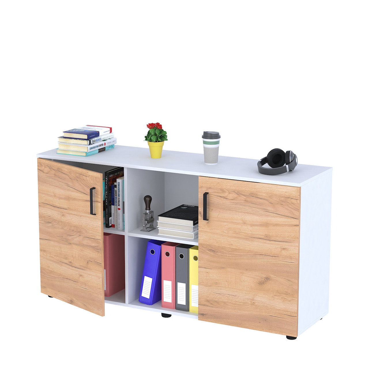 Тумба офісна LT-141-75 Дуб Крафт золотой - Белый, фото 1