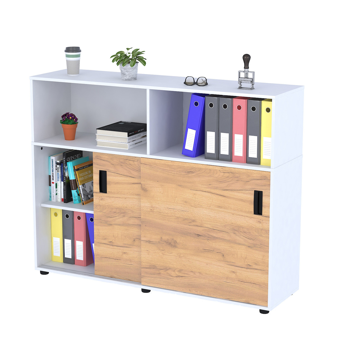 Тумба офісна LSN-141-115 Дуб Крафт золотой - Белый, фото 1