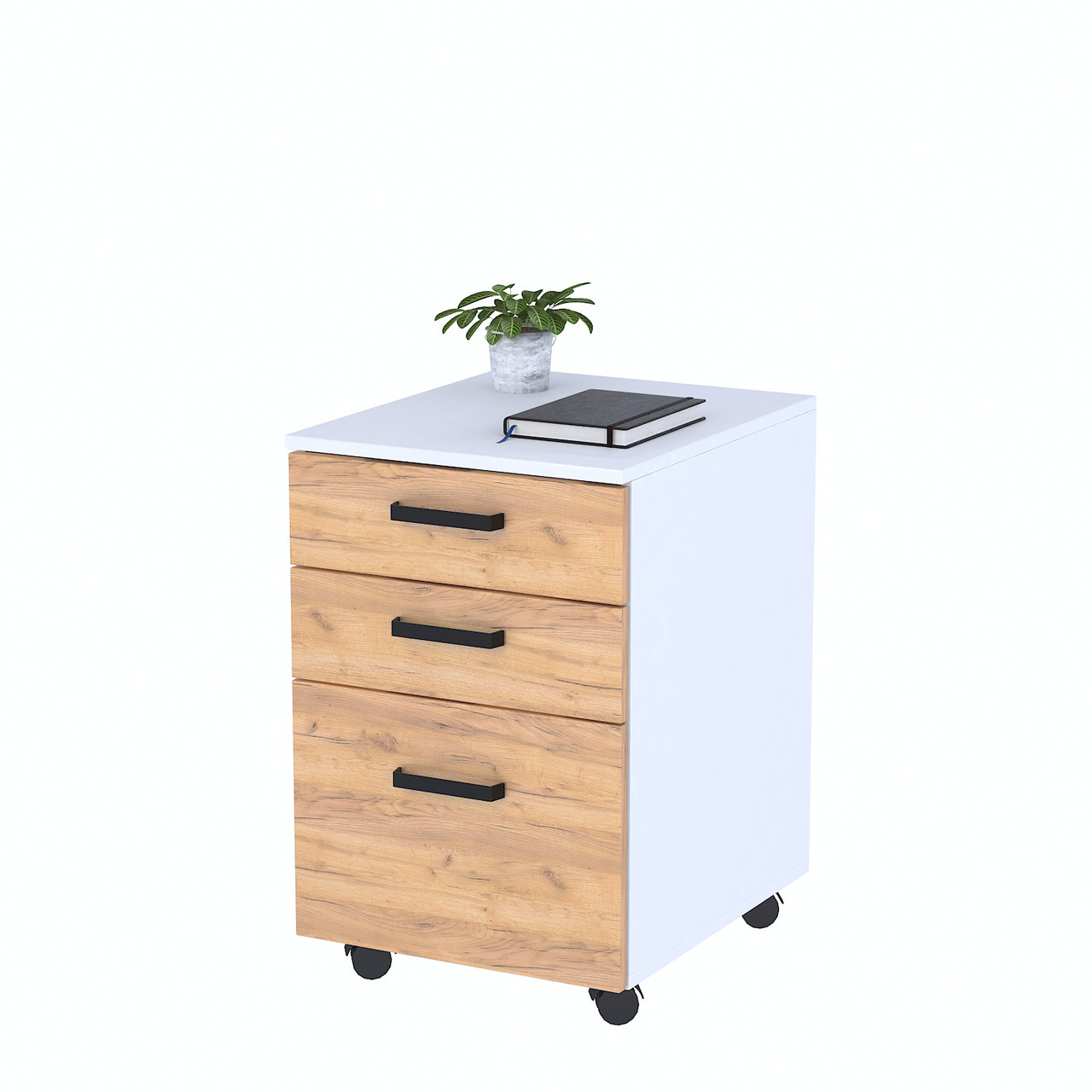 Тумба мобільна NT-3S-42-65 Дуб Крафт золотой - Белый, фото 1