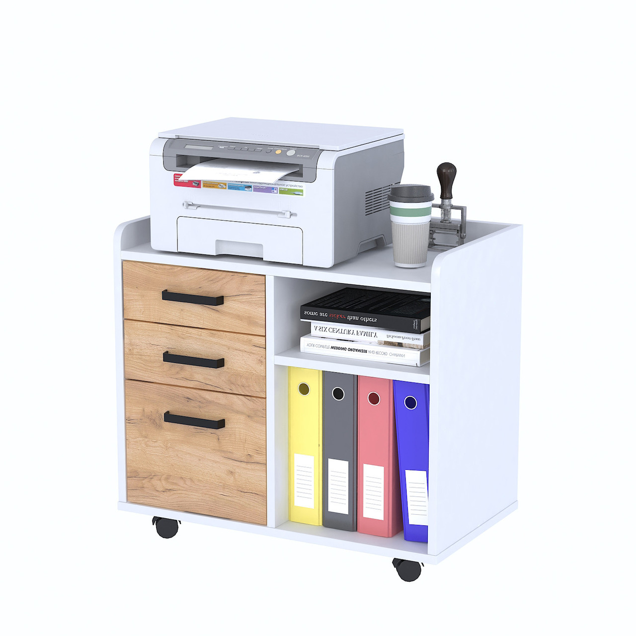 Тумба мобільна NTP-3S-73-65 Дуб Крафт золотой - Белый, фото 1