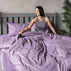 Комплект постільної білизни на резинці Страйп бузковий (півторачний)