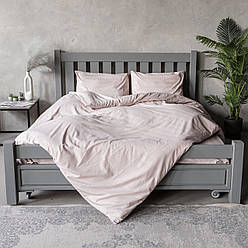 Комплект постільної білизни на резинці Страйп пудра (півторачний)