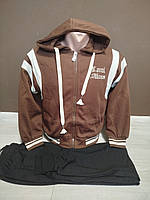 Дитячий спортивний костюм "Коледж Манга" для хлопчика підлітка  на 6-16 років кофта з штанами кава