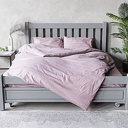 Комплект постільної білизни на резинці Страйп темна пудра (півторачний)