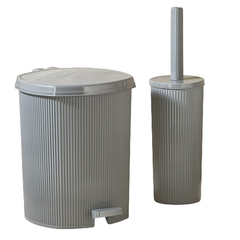 Набір для ванної кімнати 2в1 (йорш,відро/д/сміття) сірий Line ELIF