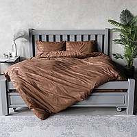 Комплект постільної білизни на резинці Страйп коричневий (євро)