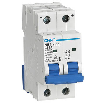Модульний автоматичний вимикач NB1-63DC 2P C10A DC500V 6KA