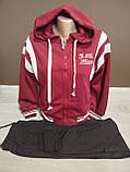 Дитяча демісезонна кофта ветровка олімпійка для дівчинки Коледж на 6-16 років тринитка бордо вишня, фото 4