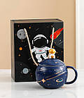 Подарункова чашка з ложкою Космос в авторському пакуванні. Подарунковий набір керамічна чашка з ложкою, фото 2