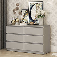 Стильний сірий низький комод 120 см на 6 шухляд без ручок модерн в кімнату вітальню зал ЛДСП Нео Мебель Стар