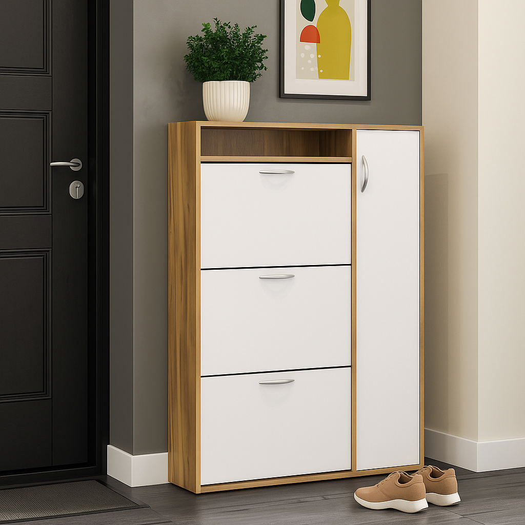 Сучасна висока вузька тумба для взуття в передпокій коридор Оріон Мебель Сервіс