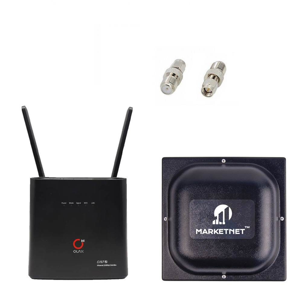 Комплект "4G LTE Wi-Fi роутер Olax AX9 Pro + Панельна антена 4G LTE MIMO Marketnet T800 18 дБ"