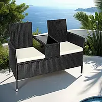 Садова лава з ротанга Narbonne чорного/бежевого кольору